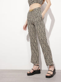 DressBerry Confident Allure Geometric Chain Glam Trousers