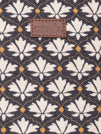 ZOUK Black Floral Print Structured Laptop HandTote Bag