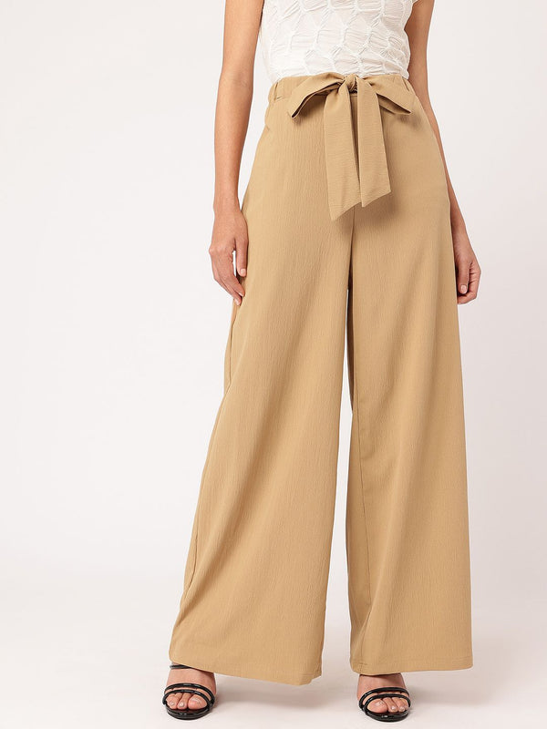 DressBerry Women Urban Chic Waist Tie-Up Flared Trousers