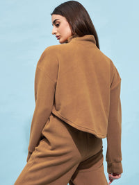STREET 9 High Neck Crop Sweatshirt