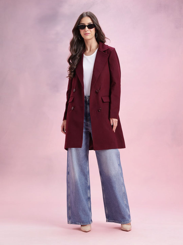 DressBerry Notched Lapel Collar Double-Breasted Overcoat