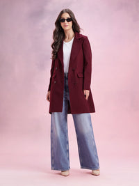 DressBerry Notched Lapel Collar Double-Breasted Overcoat