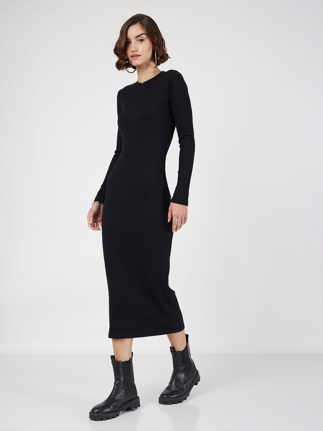 SASSAFRAS Long Sleeve Bodycon Midi Dress