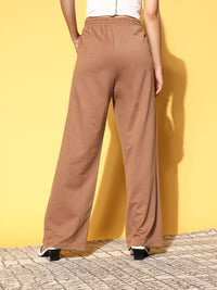 SASSAFRAS Women Chic Brown Solid Kidult Kitsch Track Pants