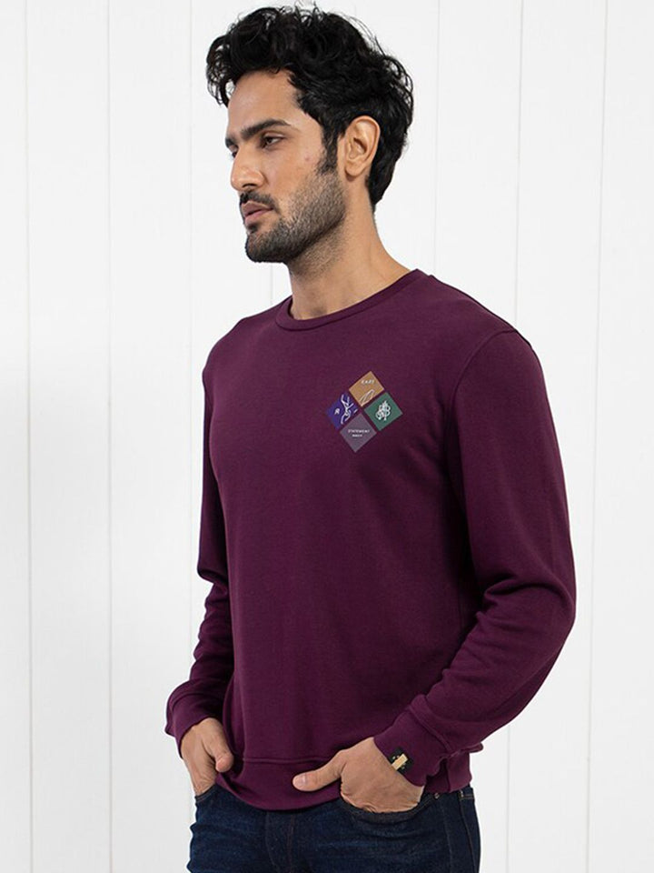 RARE RABBIT Men Praise Graphic Print Round Neck Sweatshirt