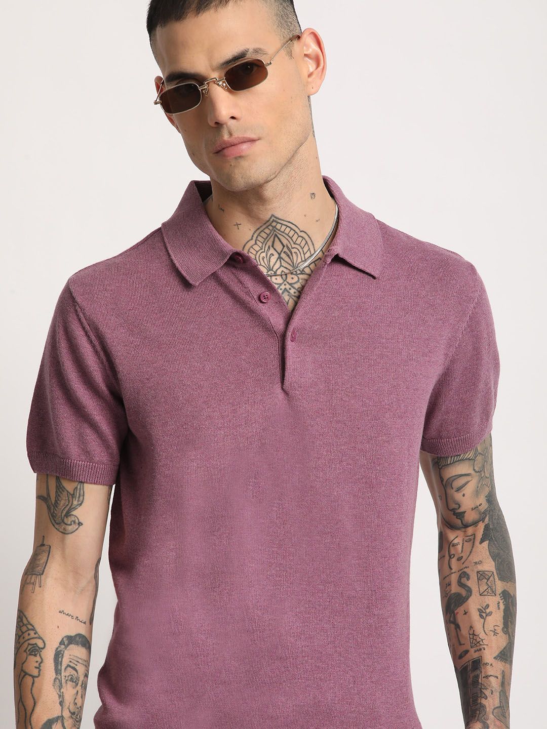 THE BEAR HOUSE Men Solid Regular Fit Cotton Polo Collar T-Shirt