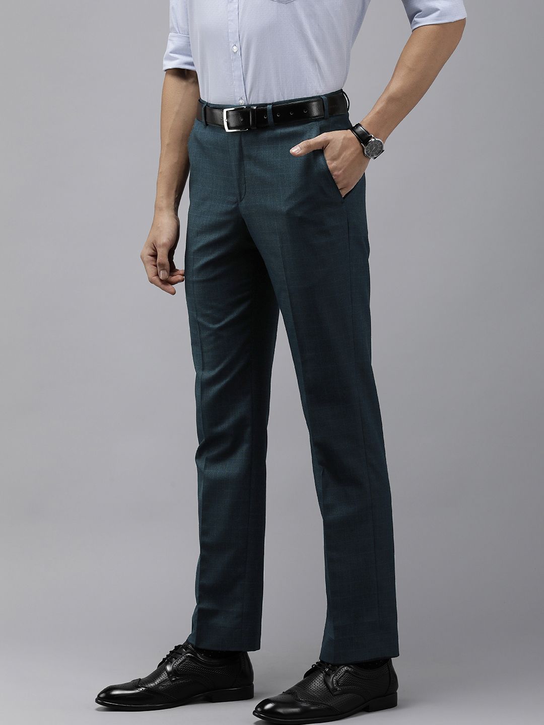 Park Avenue Men Mid-Rise Checked Formal Trouser