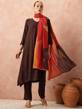 all about you Women Pleated Kurta with Trousers & Mukaish Dupatta