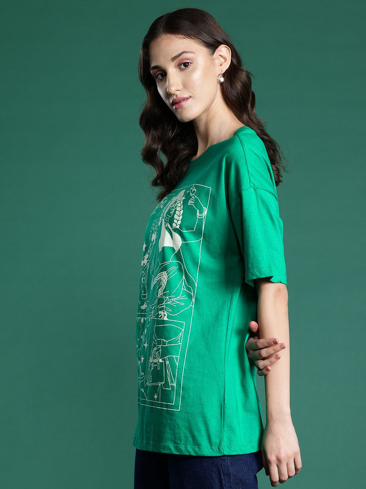 DressBerry Printed Drop-Shoulder Sleeves Pure Cotton T-shirt