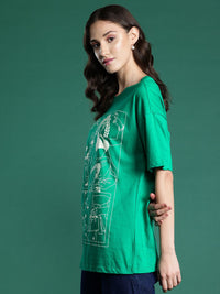 DressBerry Printed Drop-Shoulder Sleeves Pure Cotton T-shirt
