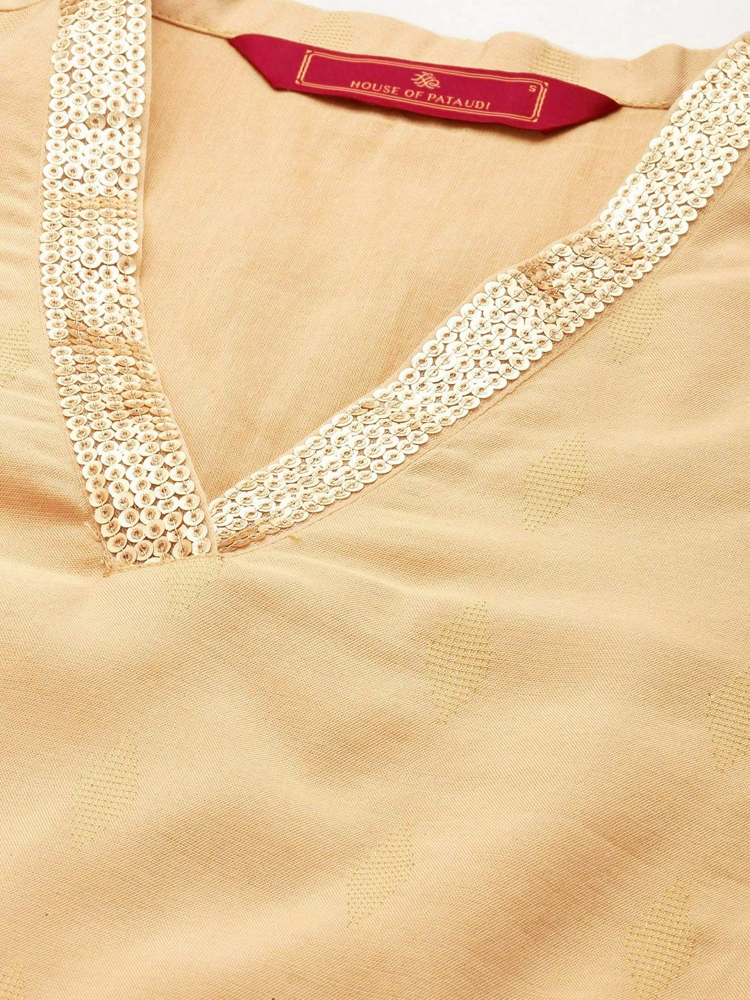 House of Pataudi V-Neck Woven Design Sequined Embellished Jashn Kurta