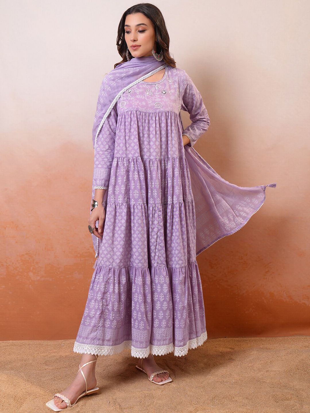 Vishudh Women Floral Print Maxi Midi Dress