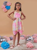 pspeaches Girls Tie & Dye Dyed Shoulder Straps Wrap Dress