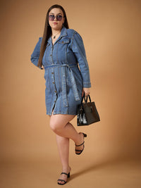 SASSAFRAS Curve Denim Shirt Dress