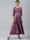 W Purple Ethnic Motifs Ethnic Maxi Dress