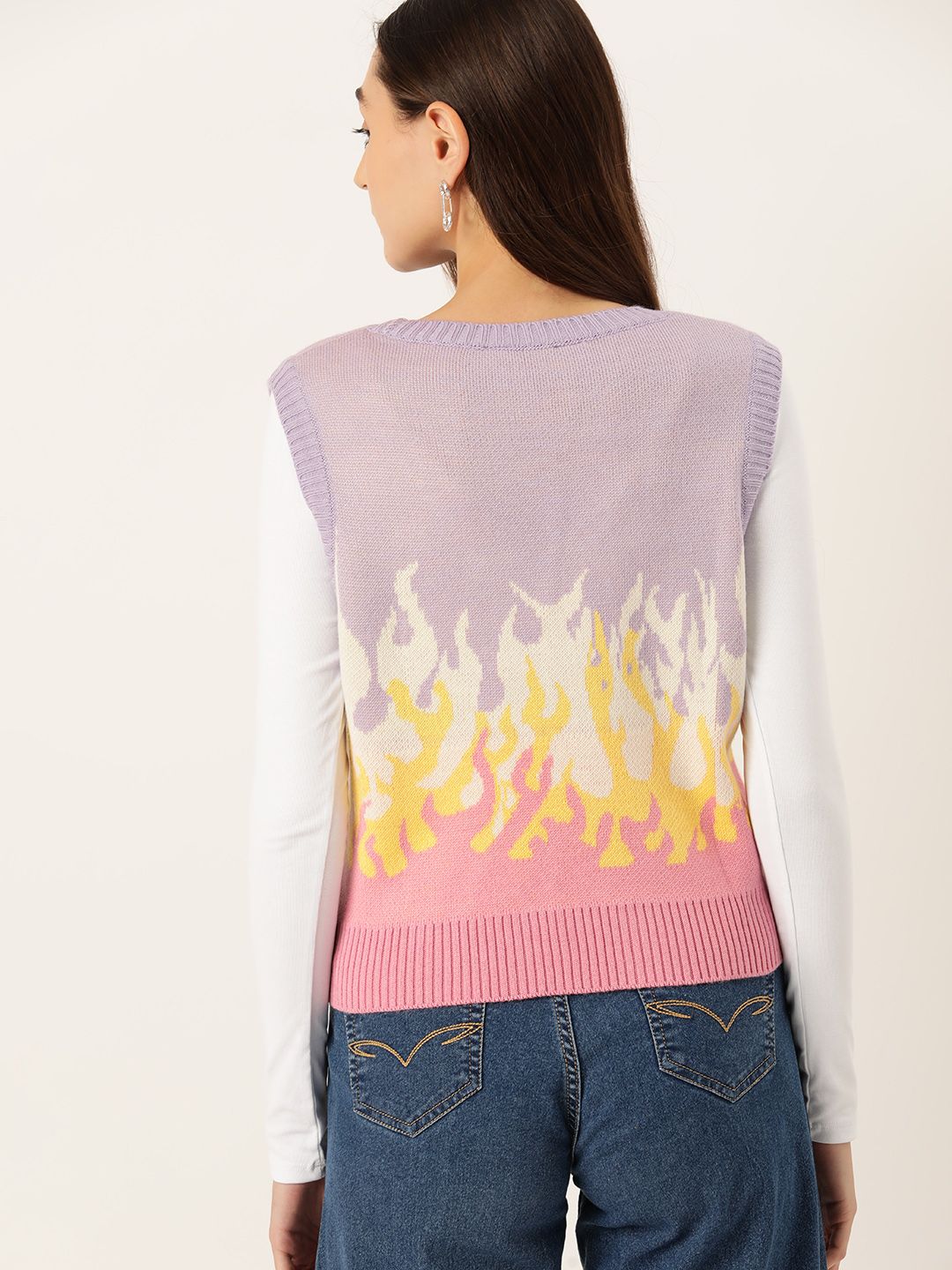 DressBerry Pure Acrylic Self-Design Sweater Vest