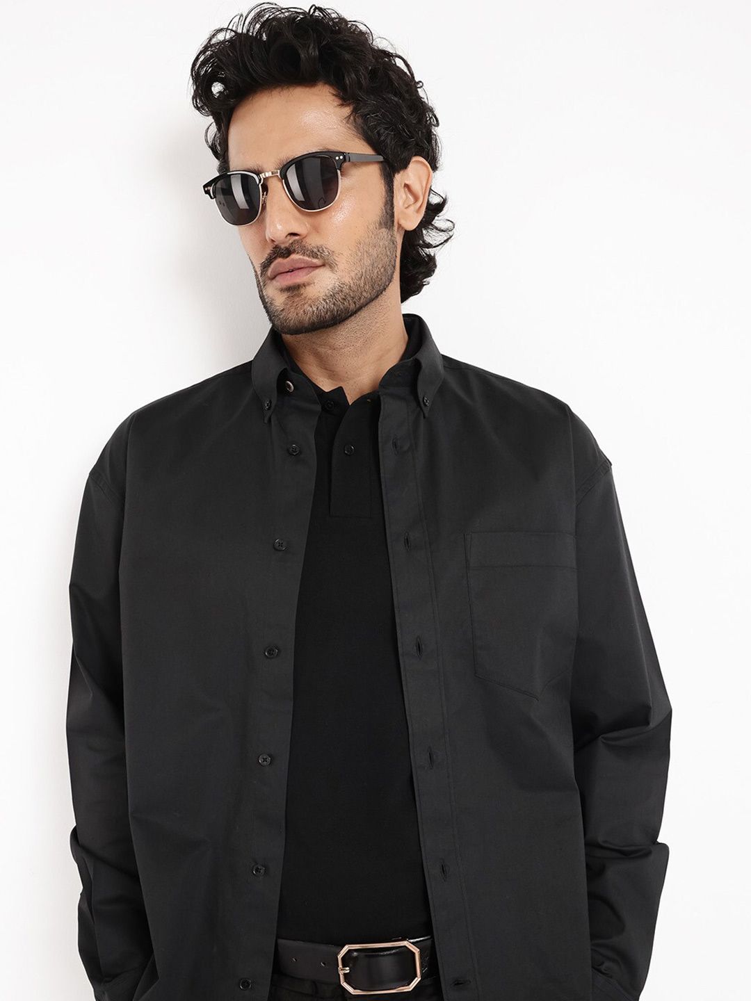 RARE RABBIT Men Zord Boxy Spread Collar Shirt