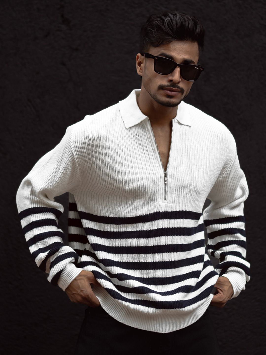 Powerlook Men Striped Polo Collar T-shirt