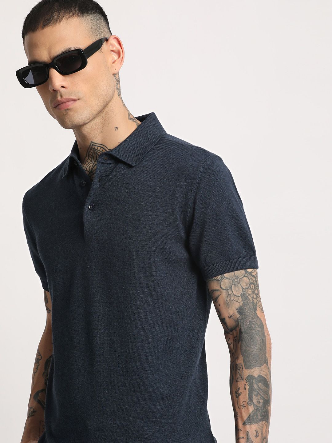 THE BEAR HOUSE Men Solid Slim Fit Cotton Polo Collar T-Shirt