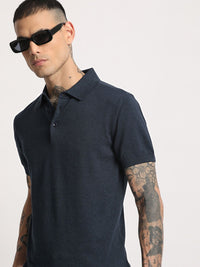 THE BEAR HOUSE Men Solid Slim Fit Cotton Polo Collar T-Shirt
