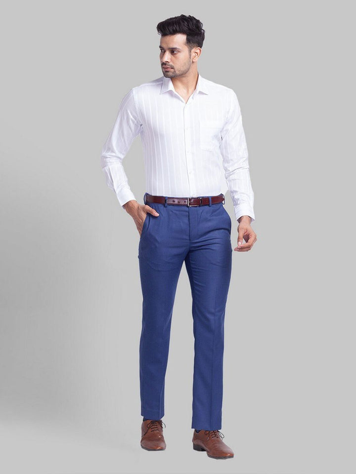 Park Avenue Men White Striped Slim Fit Formal Shirt