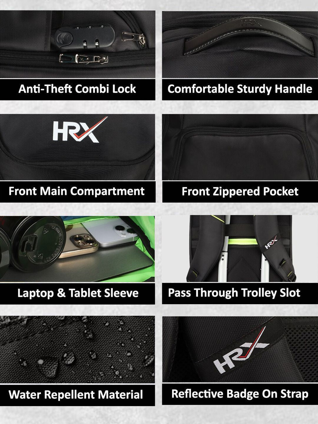 HRX by Hrithik Roshan Unisex Anti-Theft Backpack with Shoe Pocket 40L