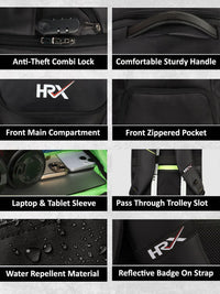 HRX by Hrithik Roshan Unisex Anti-Theft Backpack with Shoe Pocket 40L