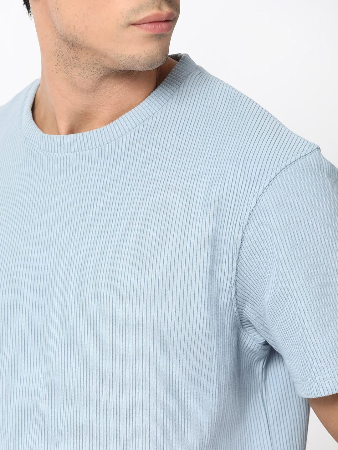 RARE RABBIT Men Bree Round Neck Slim Fit Cotton T-Shirt