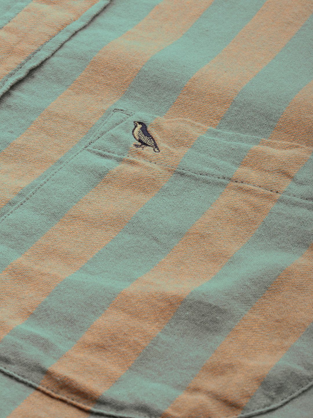 Mr Bowerbird Men Brown Tailored Fit Opaque Striped Casual Shirt