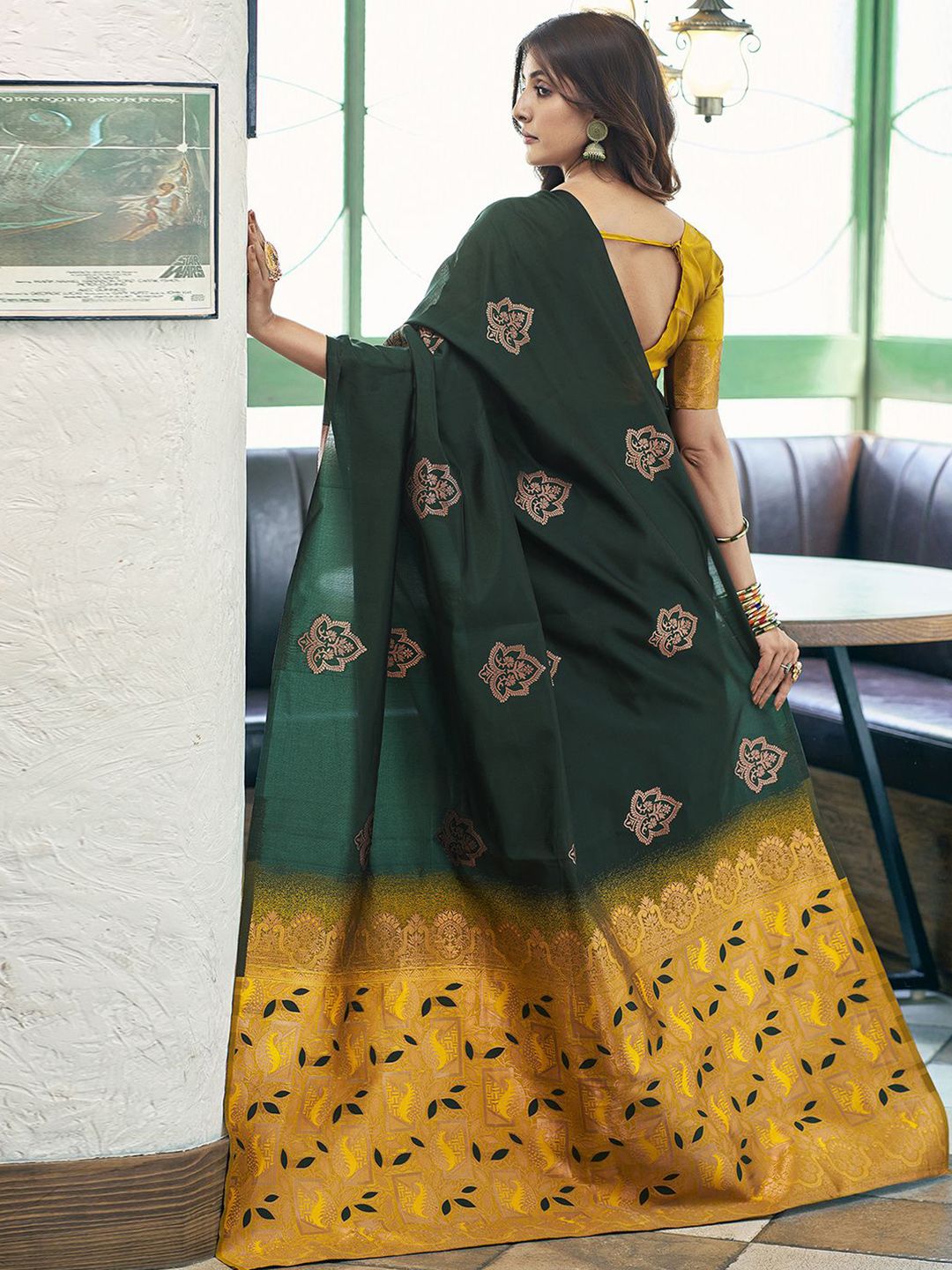KALINI Ethnic Motifs Zari Silk Blend Saree
