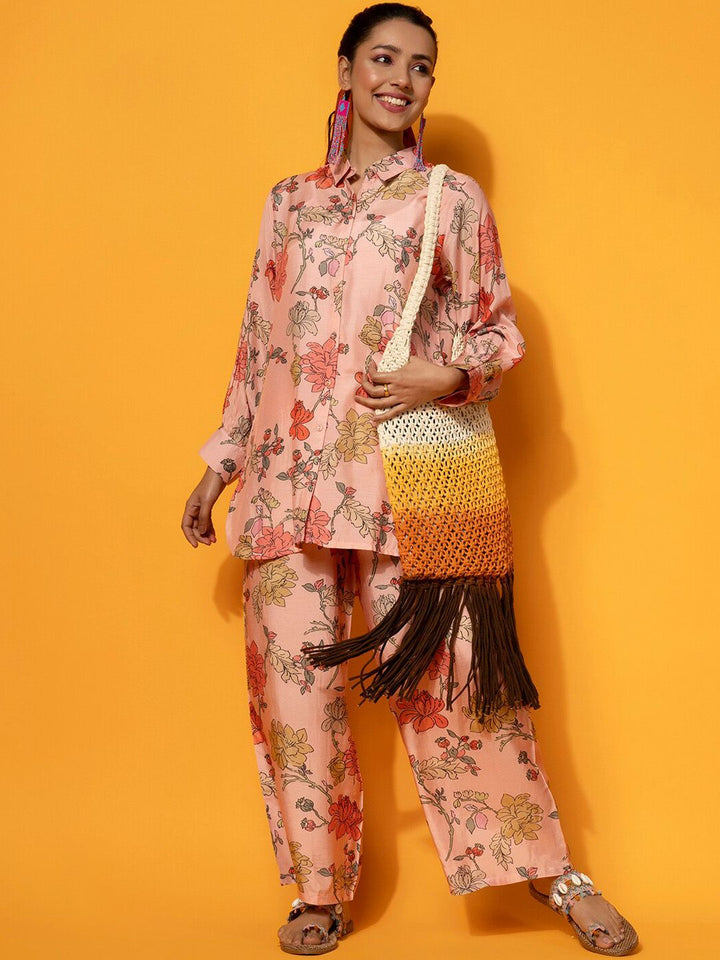 Libas Floral Printed Shirt With Palazzo Co-Ords