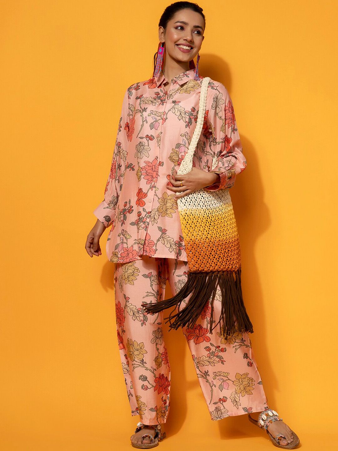 Libas Floral Printed Shirt With Palazzo Co-Ords