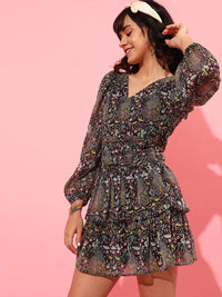STREET 9 Floral Printed A-Line Mini Dress