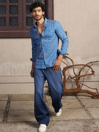 Thomas Scott Premium Slim Fit Tartan Checks Opaque Cotton Casual Shirt