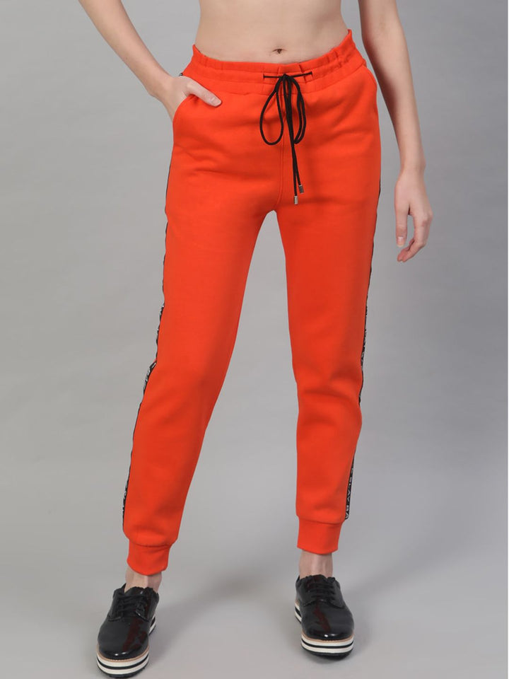 STREET 9 Women Pure Cotton Orange Regular Fit Solid Joggers
