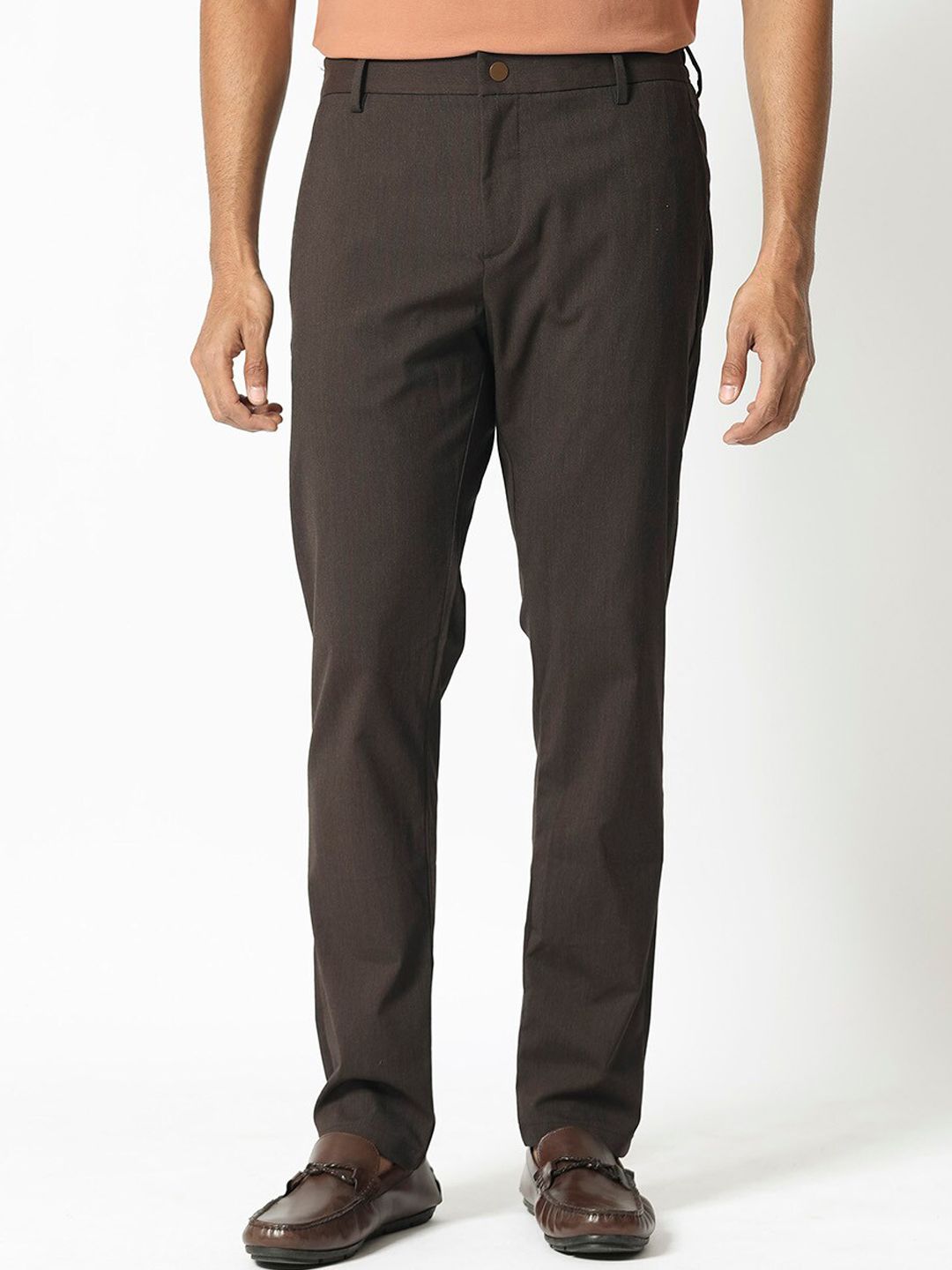 RARE RABBIT Men Piper Mid-Rise Slim Fit Cotton Trouser