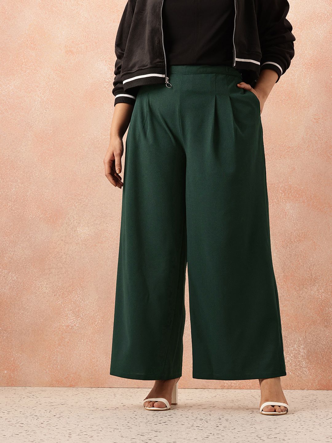 All About You Plus Size Women Wide Leg Pleated Trousers