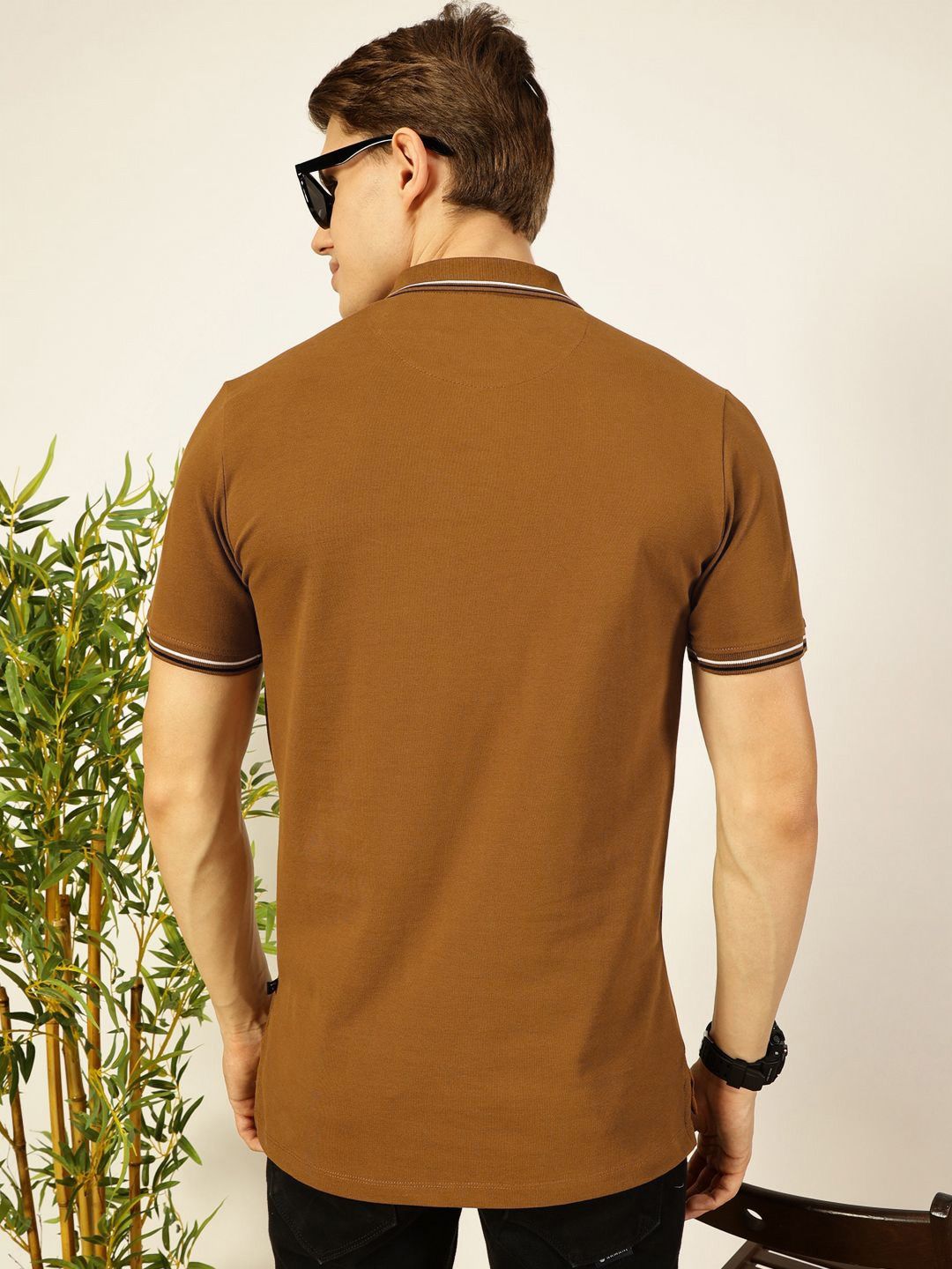 Thomas Scott Men Solid Polo Collar Cotton T-shirt