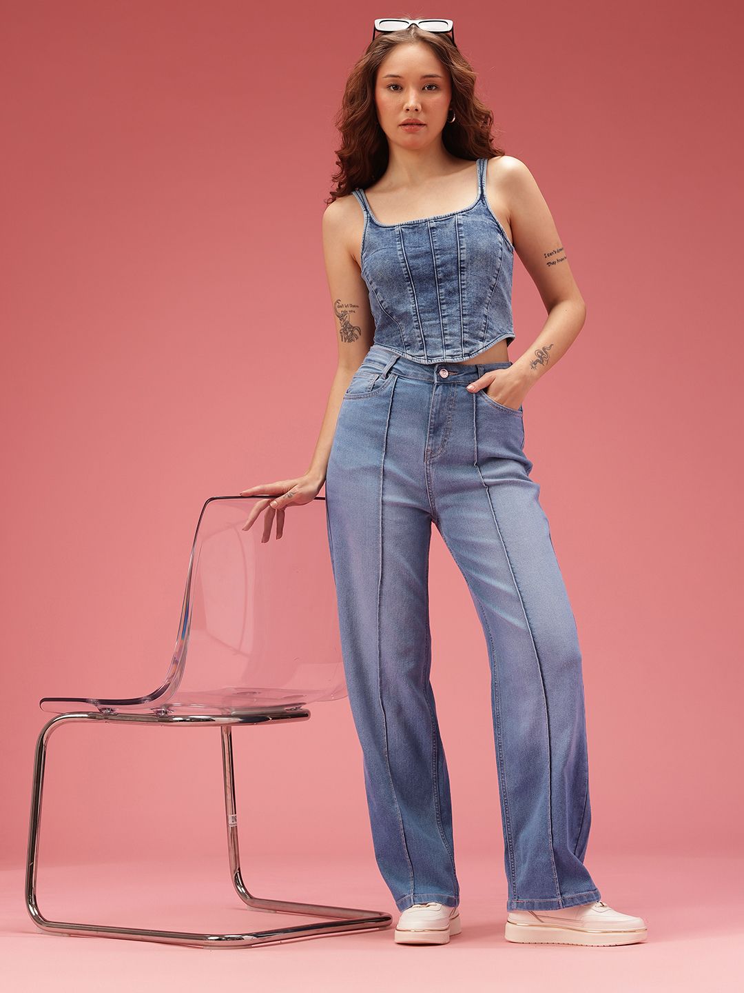 DressBerry Women Straight Fit High-Rise Light Fade Stretchable Jeans