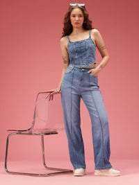 DressBerry Women Straight Fit High-Rise Light Fade Stretchable Jeans