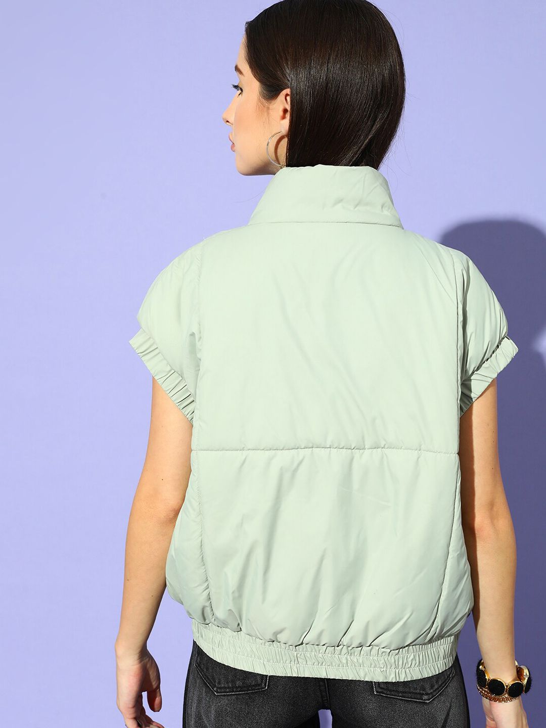 STREET 9 Women Green Colourblocked Padded Jacket