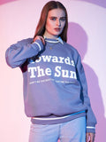 STREET 9 Lavender Typography Printed Drop Shoulder Pullover Fleece Sweatshirt