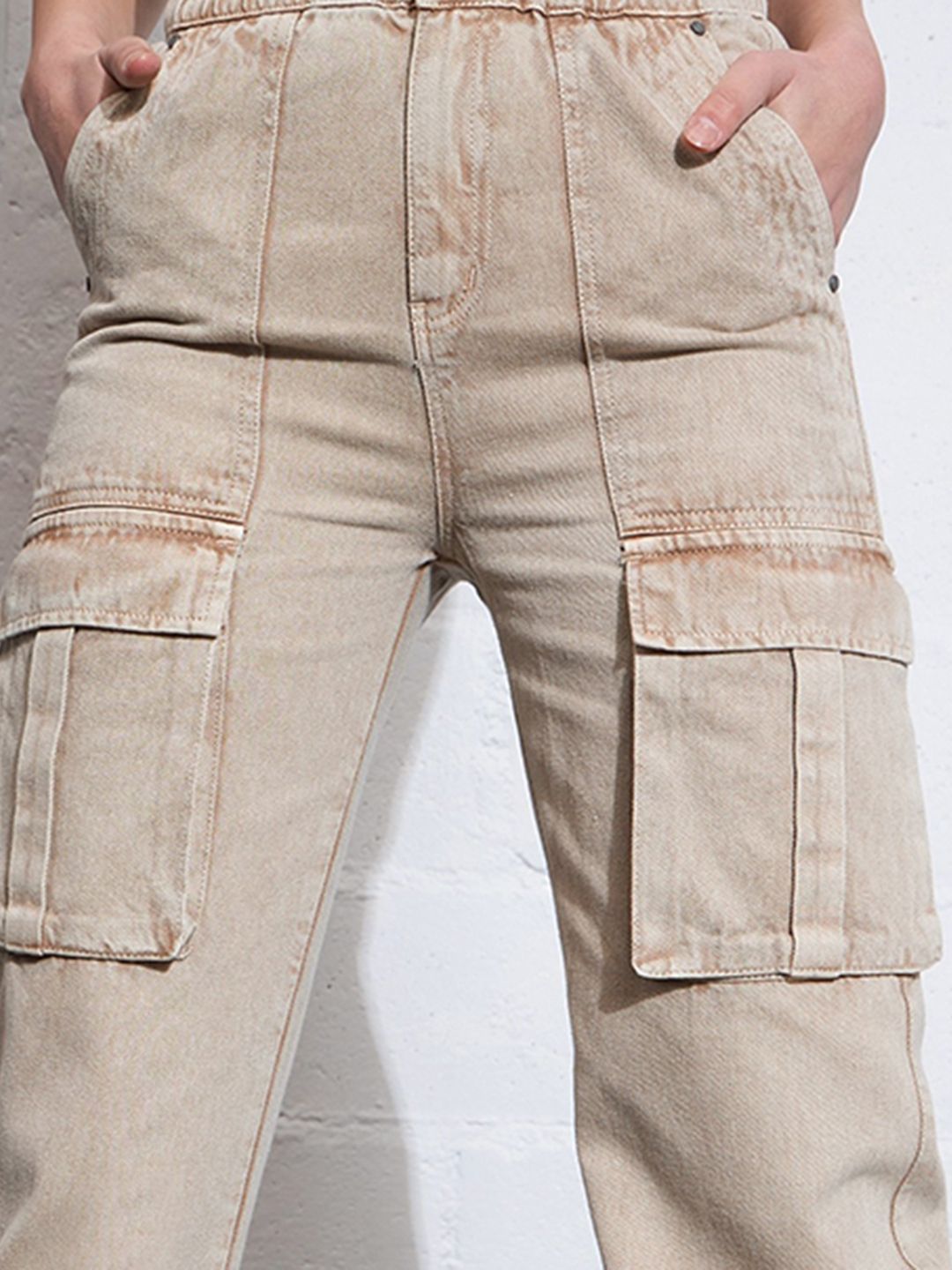 SASSAFRAS Women Straight Fit High-Rise Clean Look Acid Wash Pure Cotton Jeans