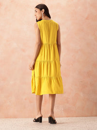 all about you Tie-Up Neck A-Line Tiered Midi Dress