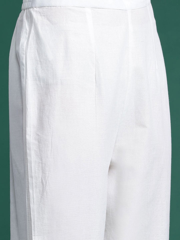 Indo Era Floral Printed Sequinned Pure Cotton Kurta With Trousers & Dupatta