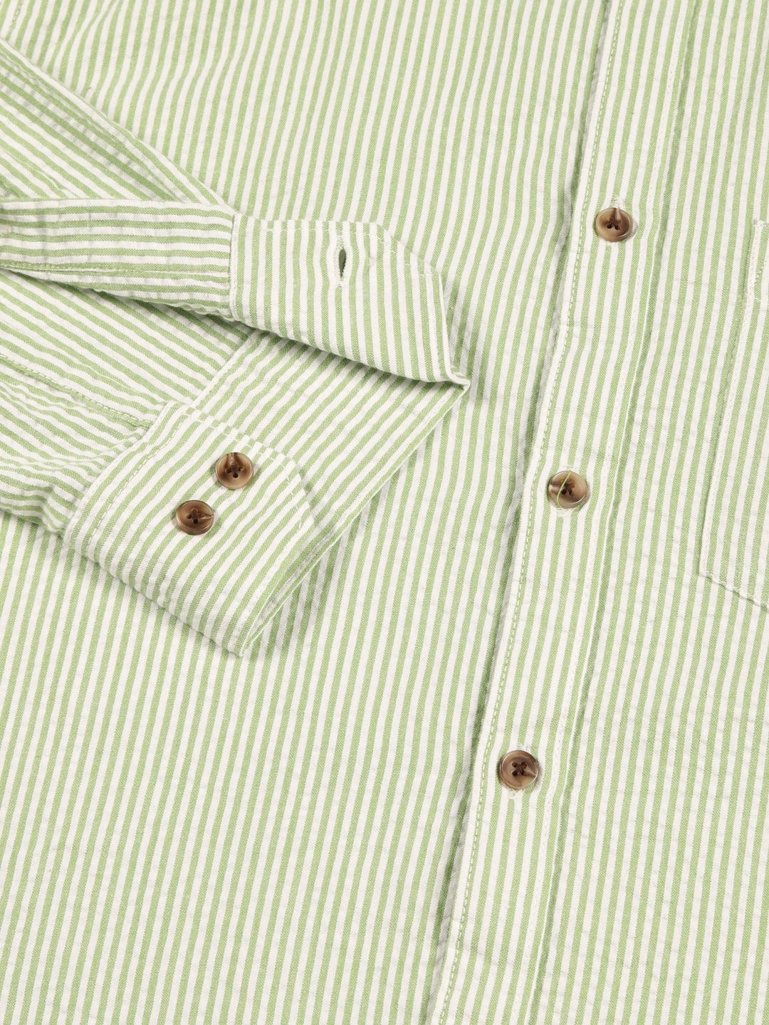 Thomas Scott Men Premium Slim Fit Striped Button-Down Collar Pure Cotton Casual Shirt