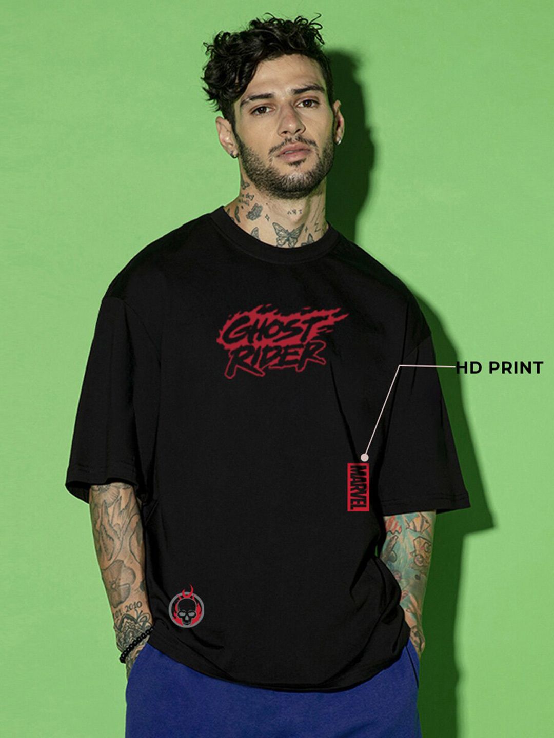 Bewakoof X Official Marvel Merchandise Ghost Rider Spirit of Vengeance Oversized T-shirt