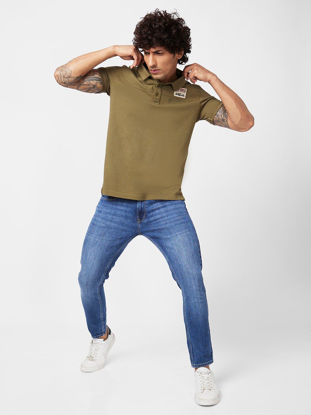 SPYKAR Typography Printed Polo Collar Slim Fit Cotton Casual T-Shirt