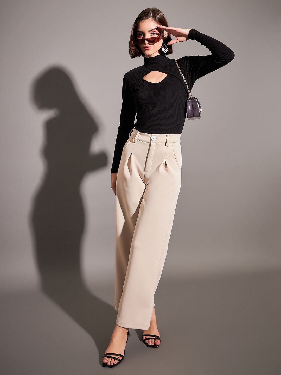 SASSAFRAS High Neck Cut Out Top