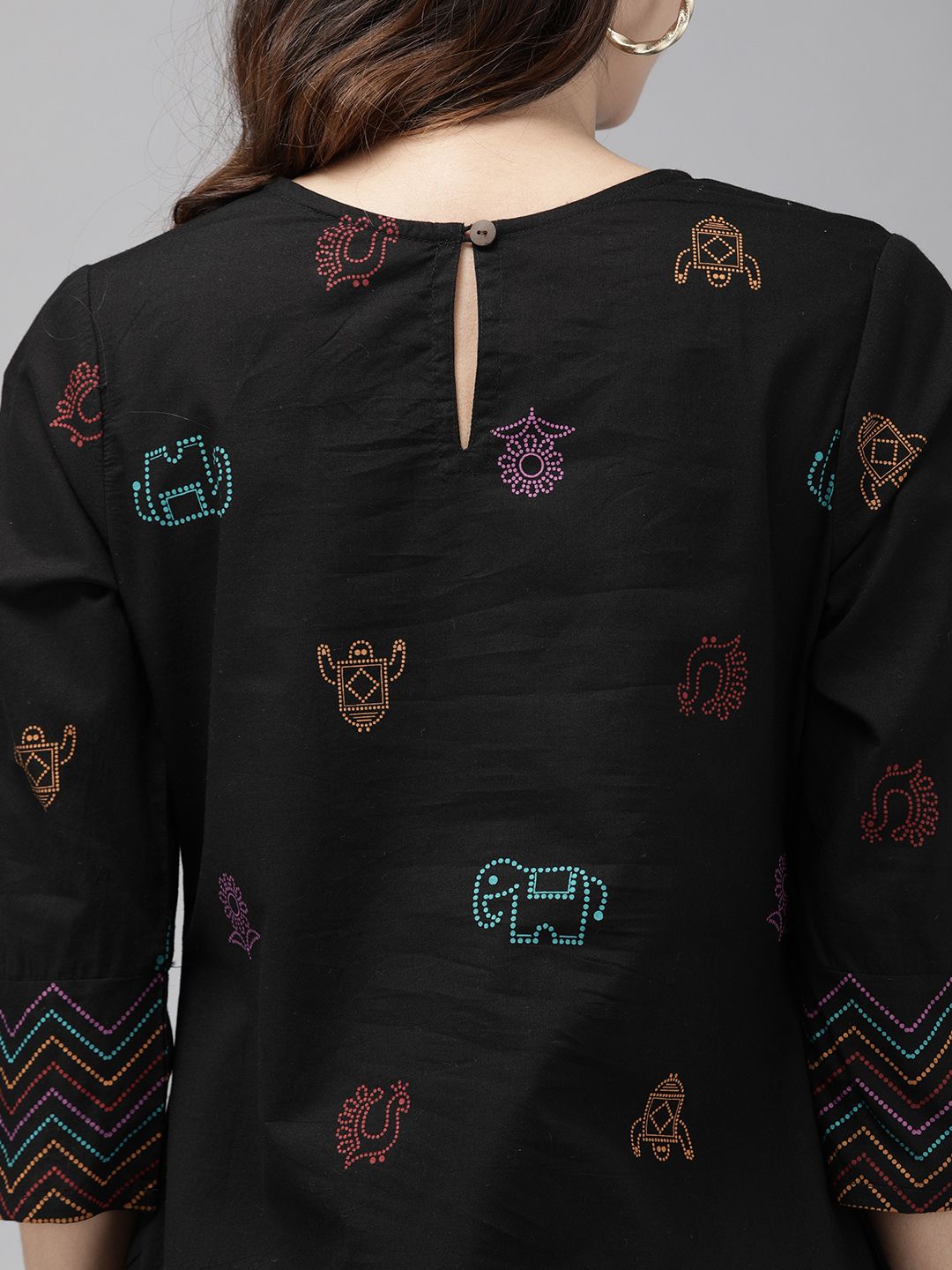 Anouk Women Black Printed Kurta with Trousers